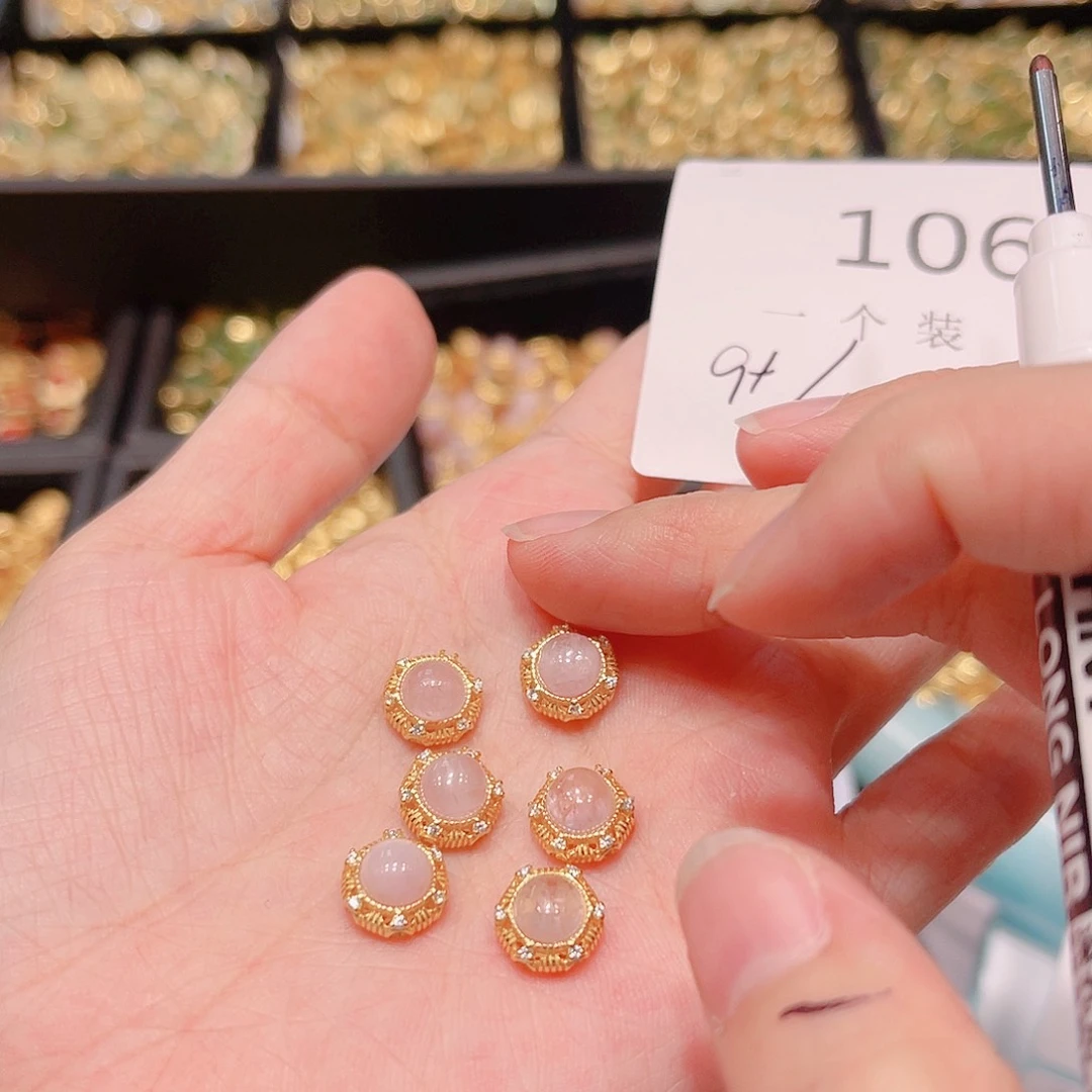 水晶珠宝半成品银S925镀金镶嵌106 。