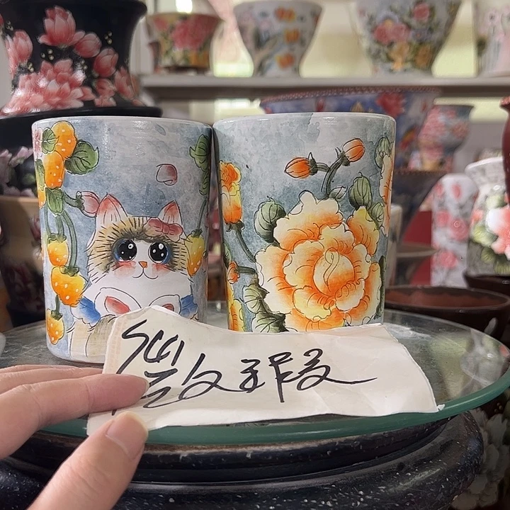 景德镇手绘花盆 满38包邮