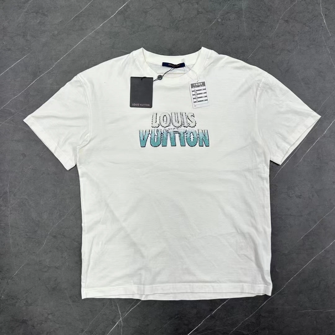 全新未使用 LouisVuitton/路易威登 l码 白蓝串珠短袖