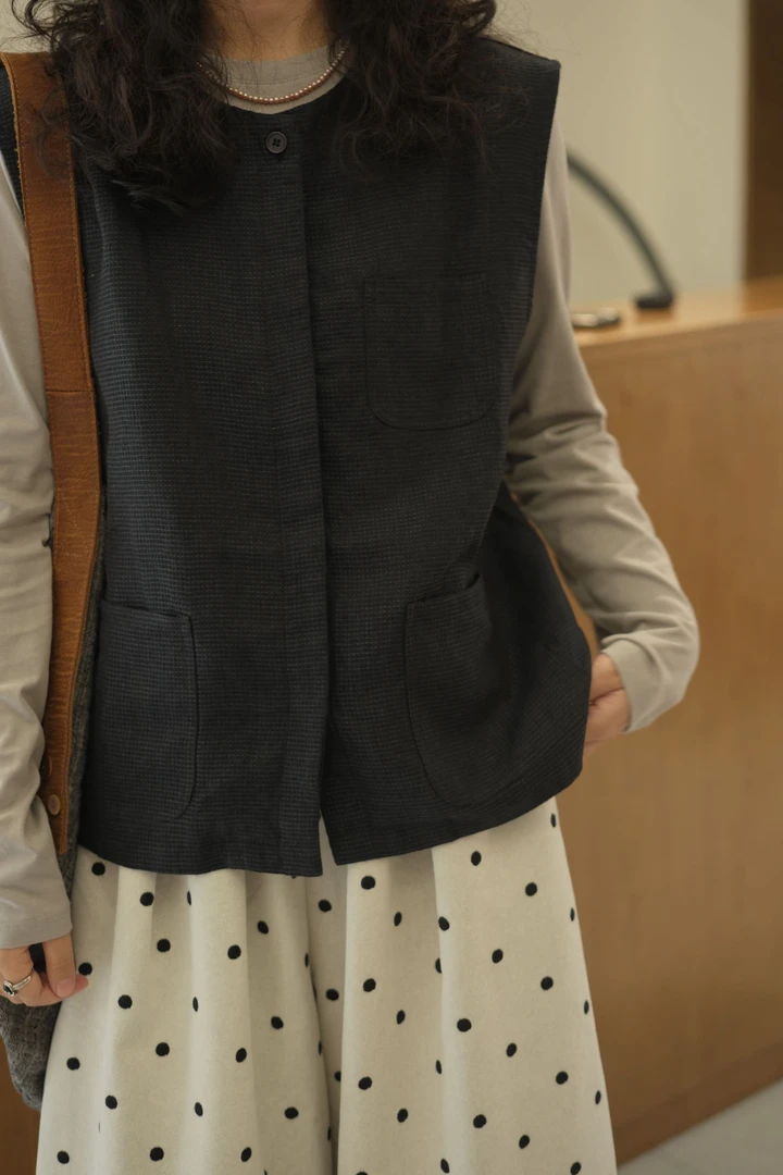 小璞「100%亚麻双层加厚马甲」休闲，文艺，宽松。