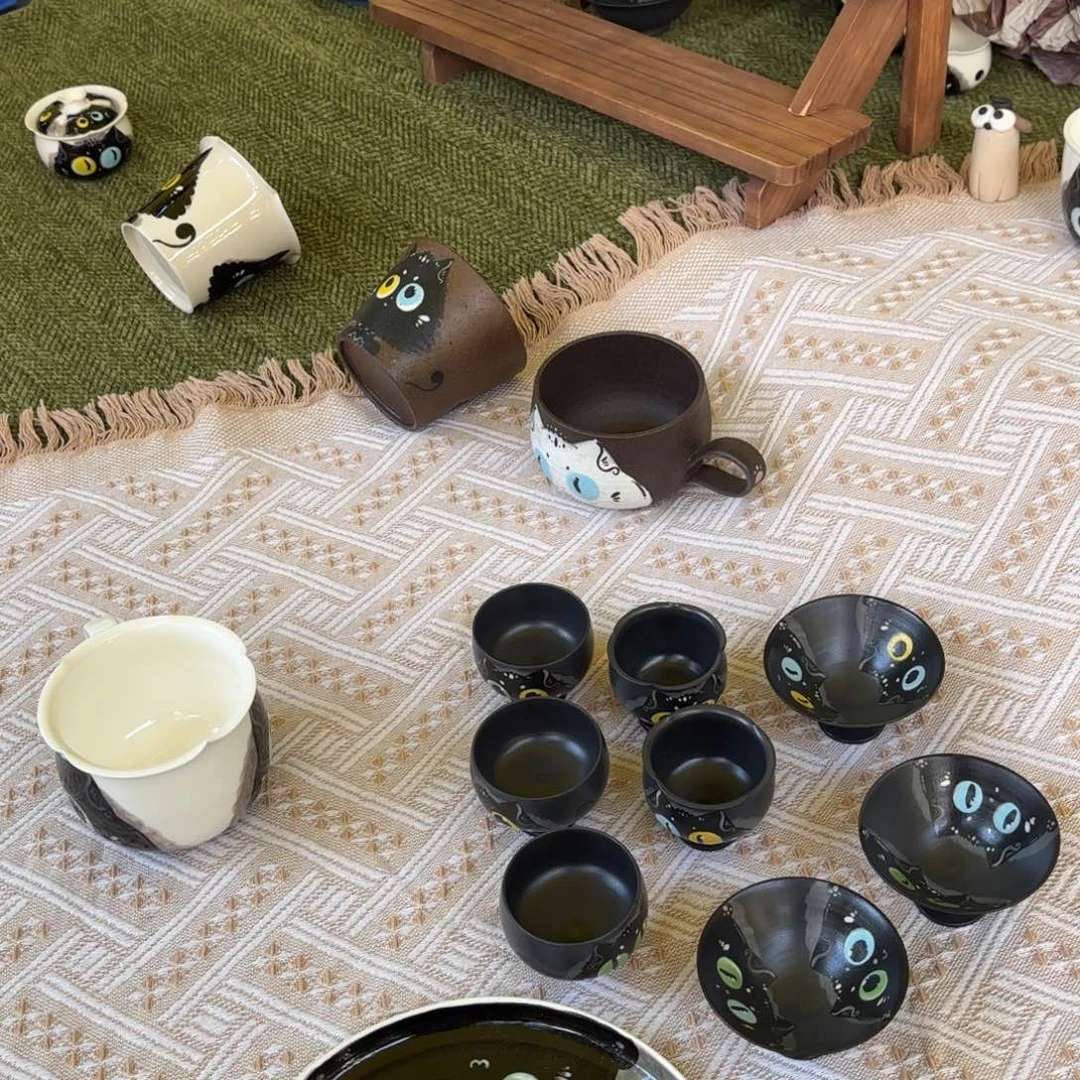 陶摆件可爱的杯杯