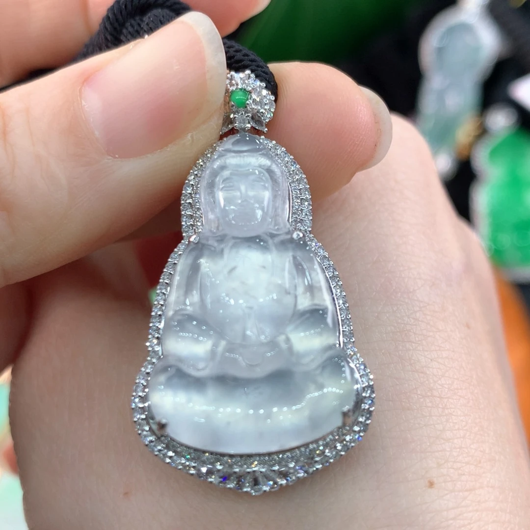 翡翠吊坠(不含链)18K金镶嵌