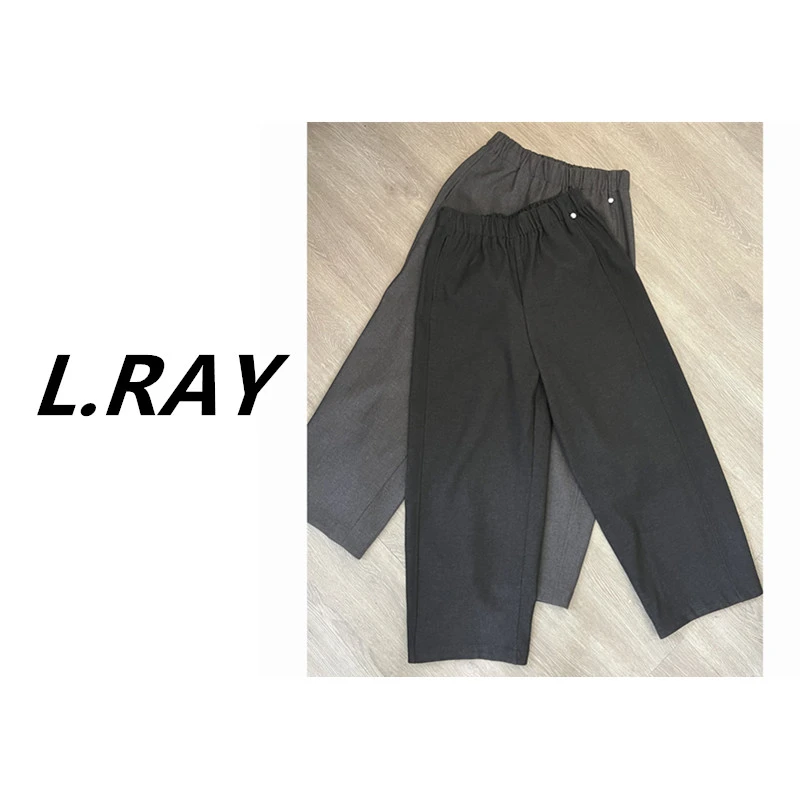 L.RAY-梨形姐妹必入-超显瘦松紧腰九分休闲直筒裤