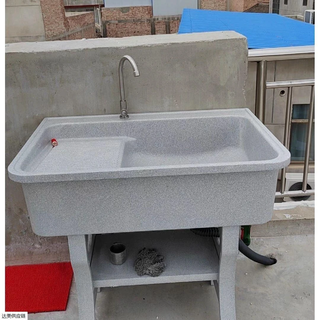 洗衣池带搓衣板阳台家用搓板庭院一体石英石大理石台盆水池水槽