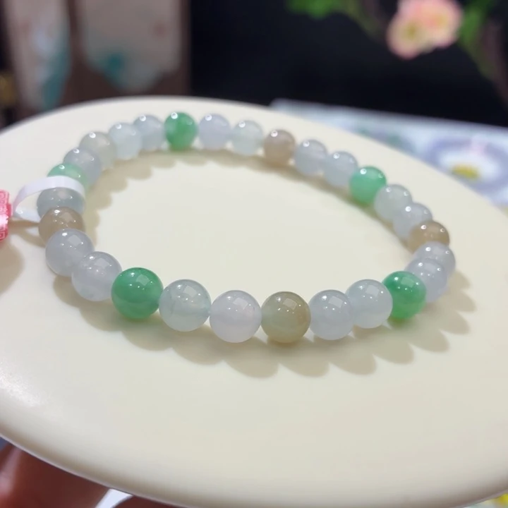 翡翠未镶嵌手链冰胶多宝卡6.8