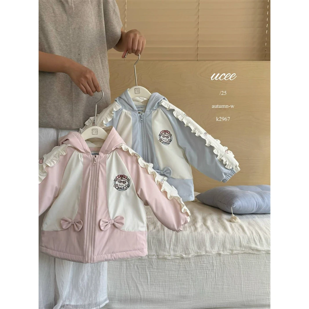 釉兮·25冬～蝴蝶结花边连帽外套K2967（童装汉服）