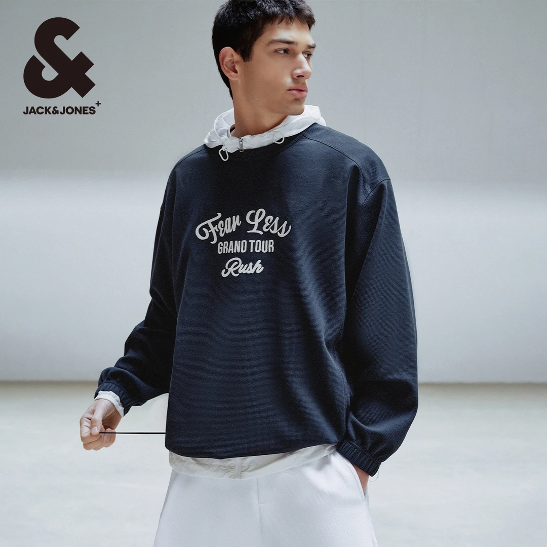 【商场同款】杰克琼斯卫衣男款爆款2025新款圆领宽松刺绣舒适男装