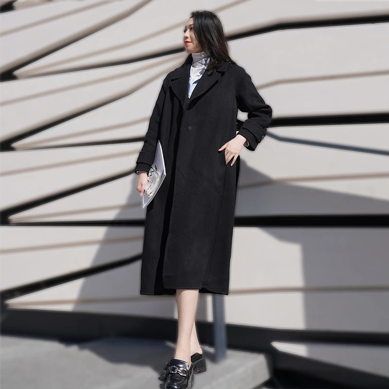 【赫本风】2024冬季新款时尚百搭高级感韩版双面呢手工绵羊毛大衣