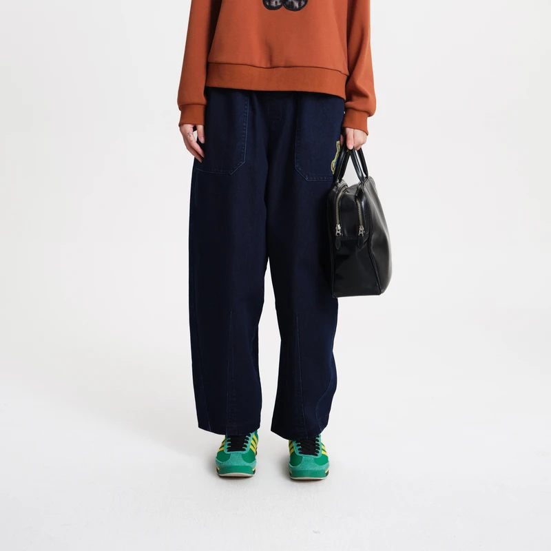 MOVEUP幻走2025冬季新款.FUN 松紧腰收省牛仔直筒裤女3EWD40301