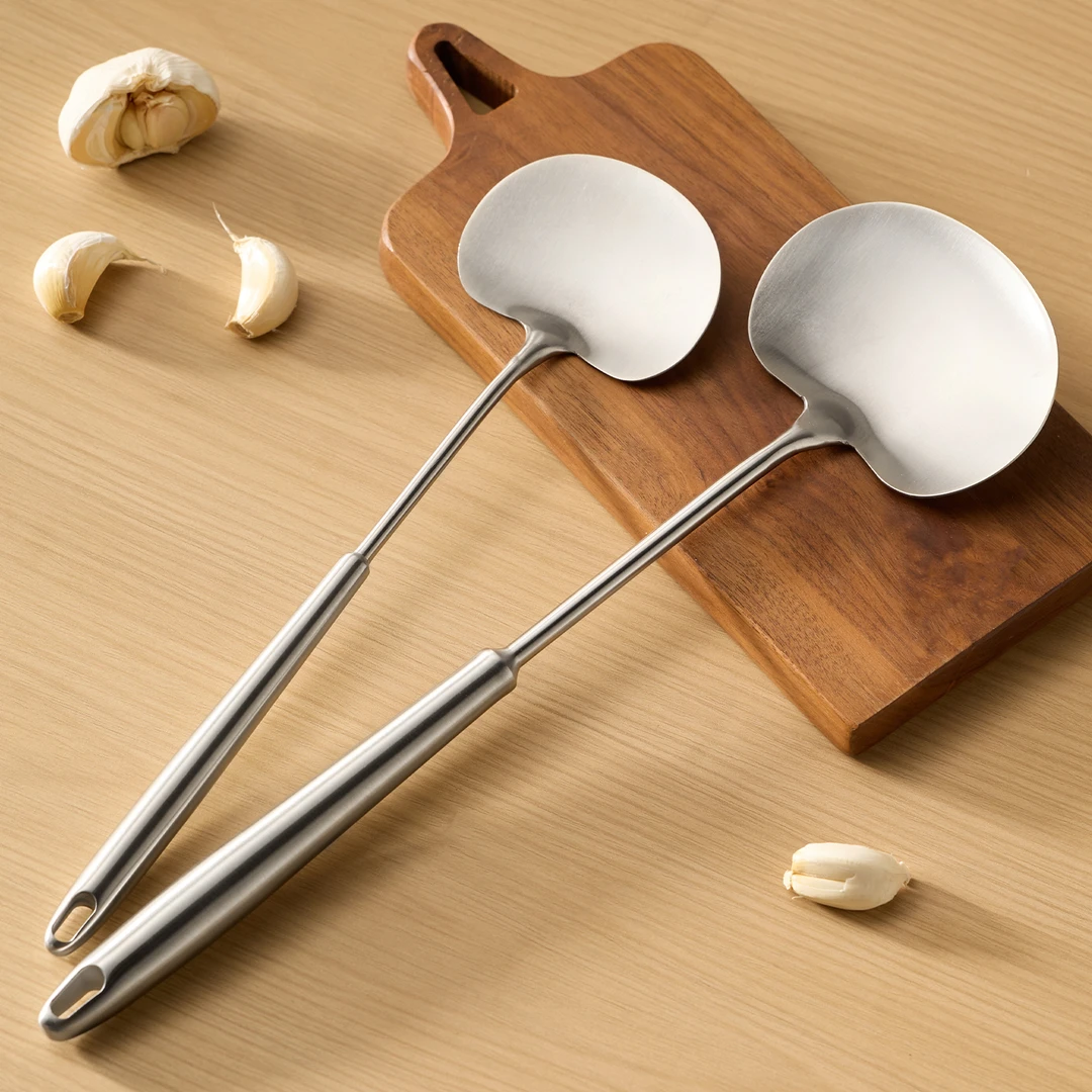 米立风物304不锈钢锅铲食品级耐高温蘑菇铲家用铲勺长柄炒菜铲子