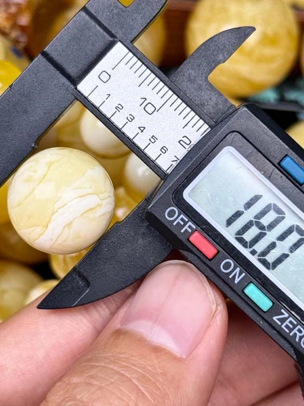 18mm俄料国矿一级料浓瓷白妖孽虎皮纹千层雪橘底金溶洞蜜蜡圆珠