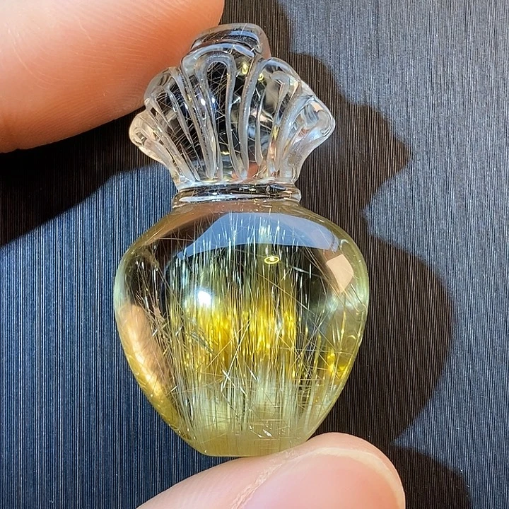 颈饰水晶未镶嵌天然顺钛晶宝瓶吊坠