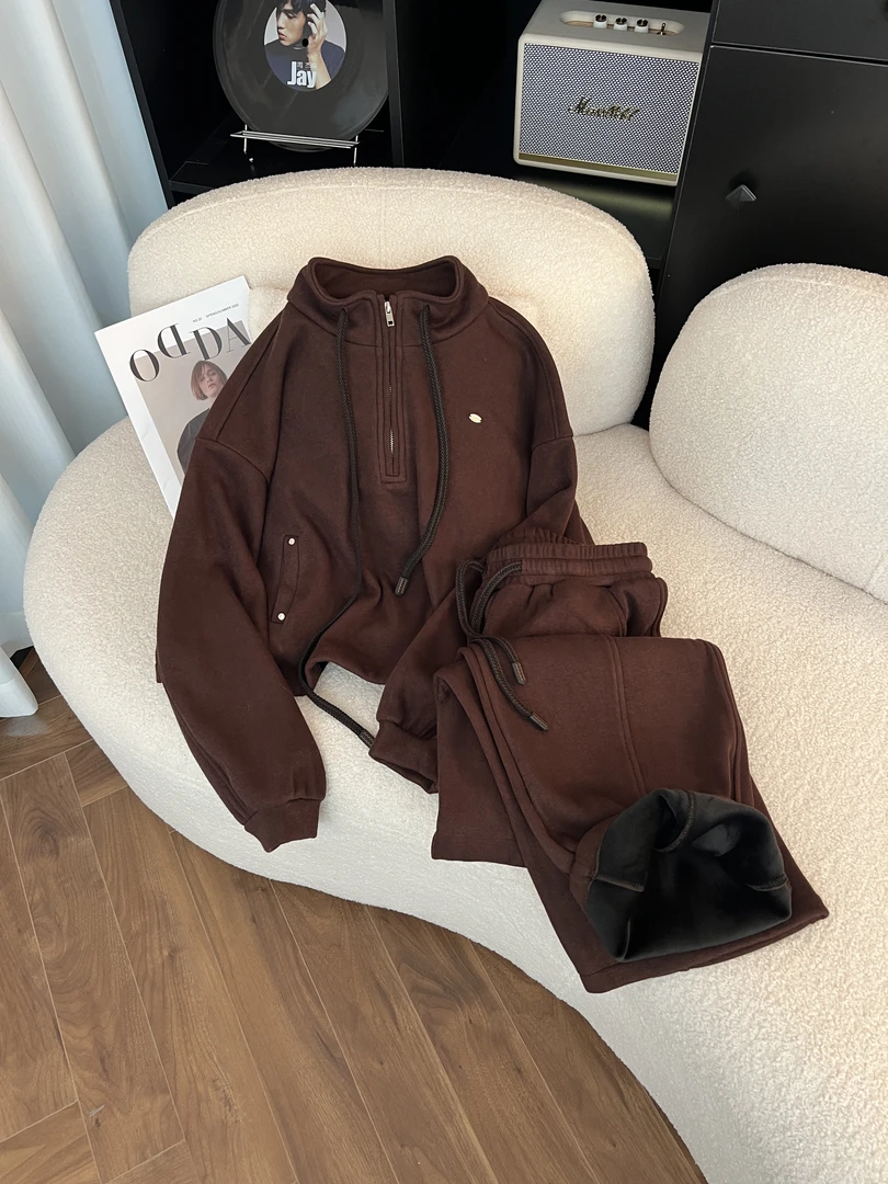 KAISIO秋冬韩系时尚休闲运动显瘦气质百搭加绒套装2411116