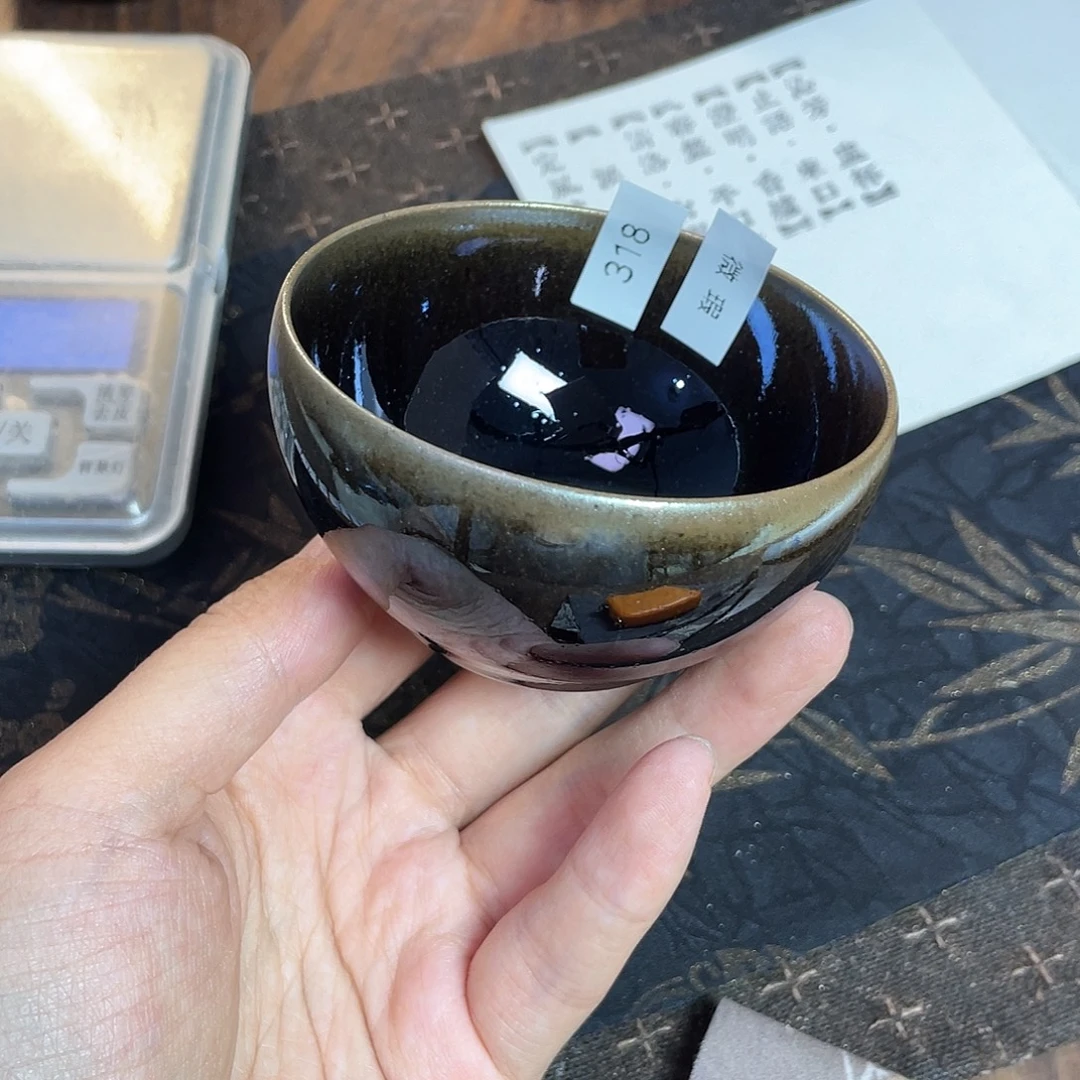 茶盏318福临号建盏柴烧薄胎微瑕