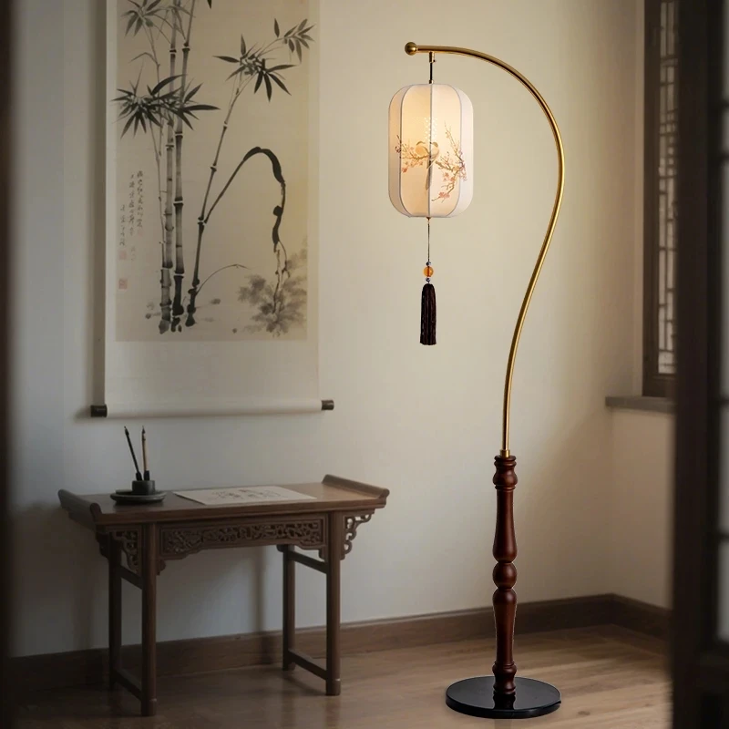 宋式美学落地灯中国凤仿古琴房复古立式现代铁艺书房卧室落地台灯