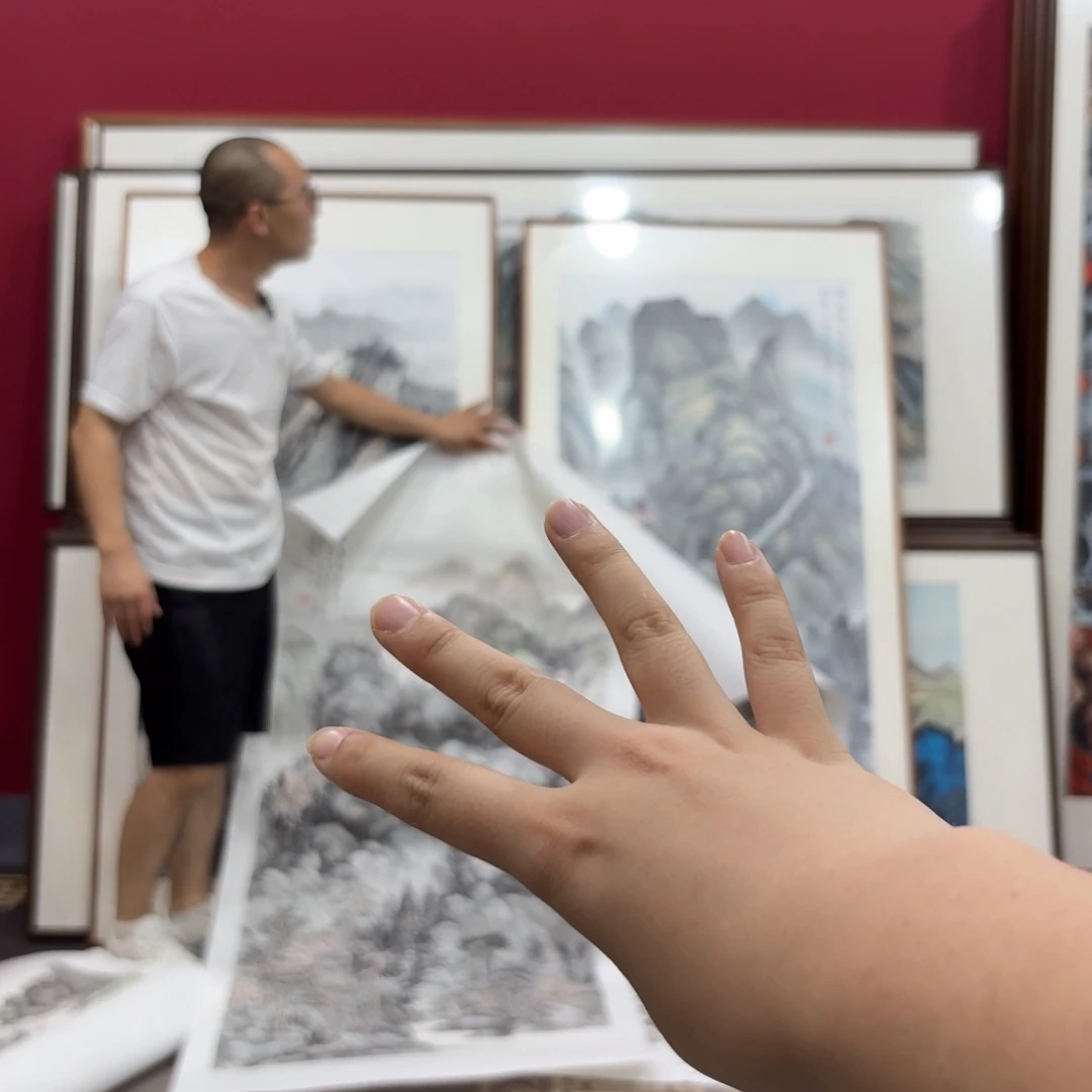 今***思国画带框绘画作品四幅