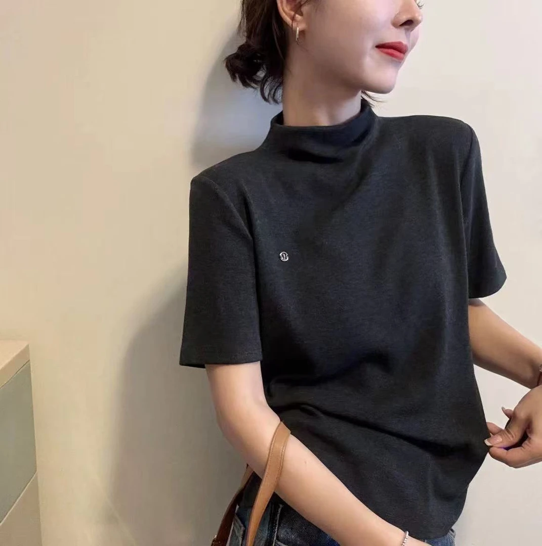 (logo以实拍图为准)D调秋冬大码女装高领高弹力百搭短袖上衣9011