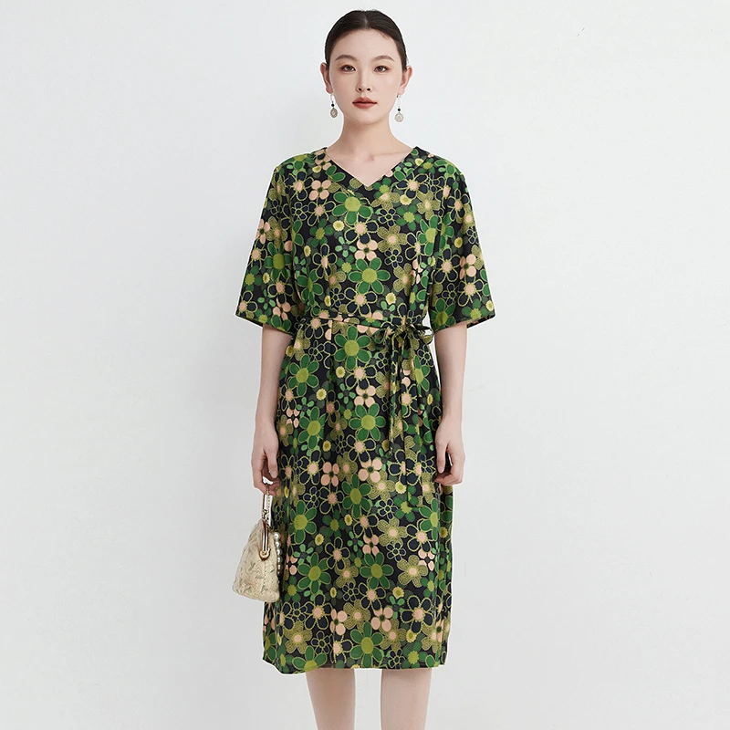 E712复古民族风裙子宽松五分袖连衣裙女2025夏52KB0A0012