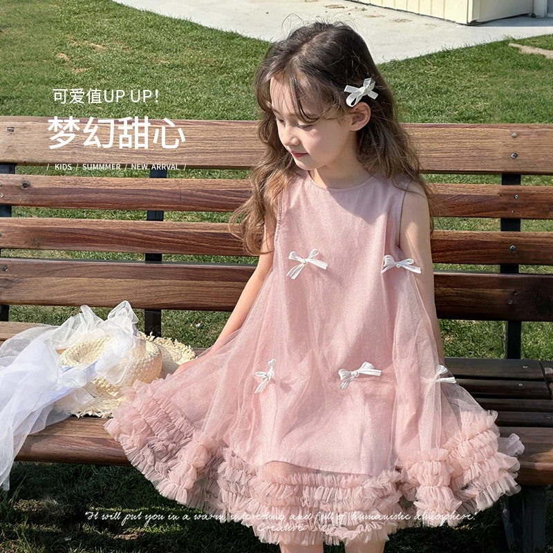【梦幻甜心】女童连衣裙夏季新款公主裙蝴蝶结度假海滩纱裙GBXQ470
