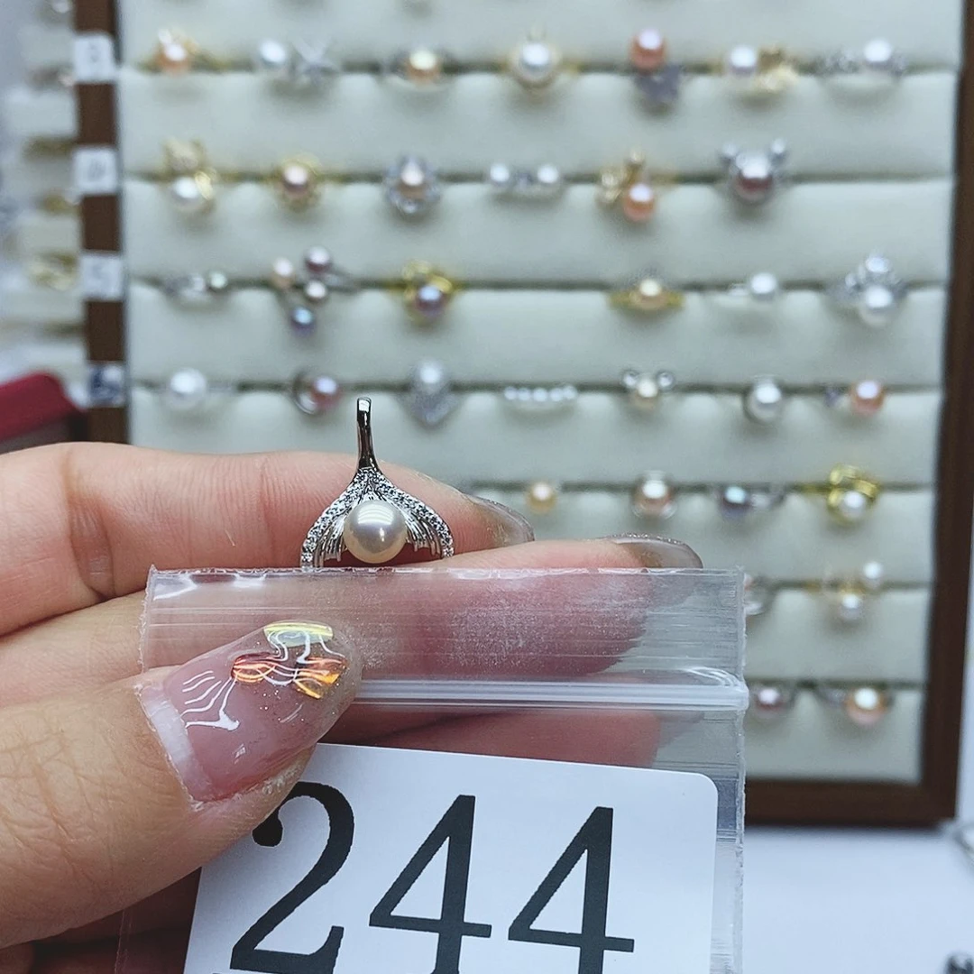 淡水珍珠戒指银S925镶嵌哼****o244