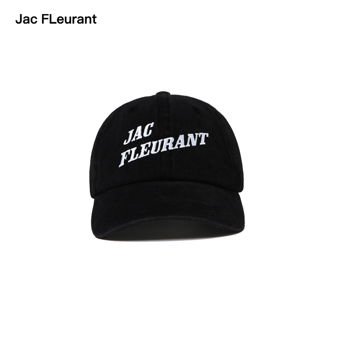 JAC FLEURANT黑色刺绣Logo鸭舌帽男女同款棒球帽