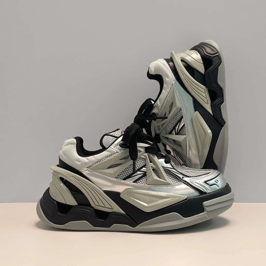 复古老爹鞋男女2025新款网面增高厚底情侣款机甲情侣百搭休闲鞋潮