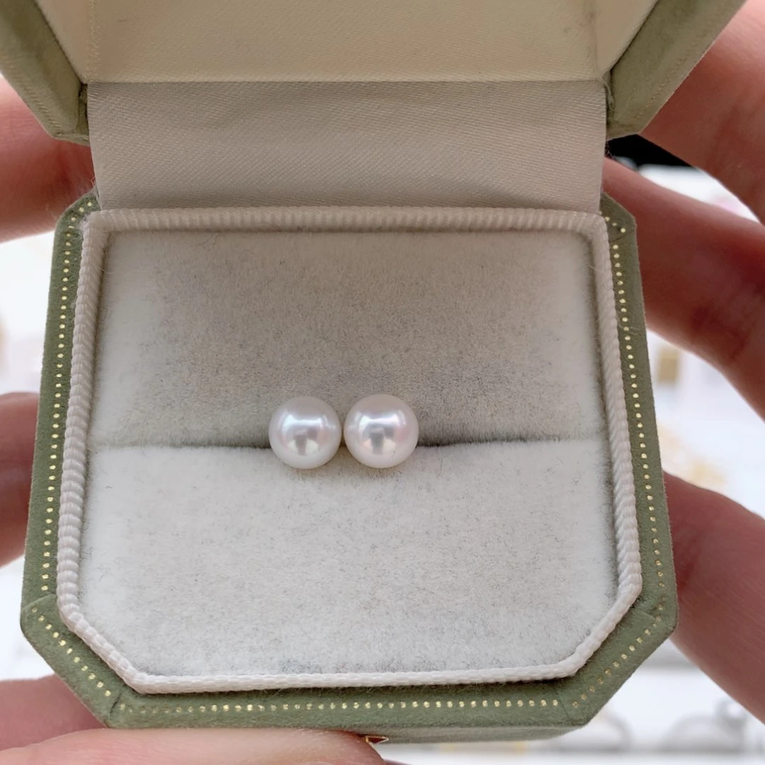 淡水珍珠7-8mm 无核素钉银S925镶嵌
