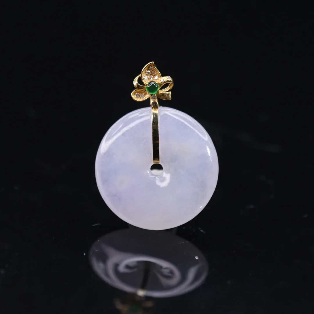 FC40天然缅甸翡翠A货18k冰扣子/401243/保利厦门拍卖