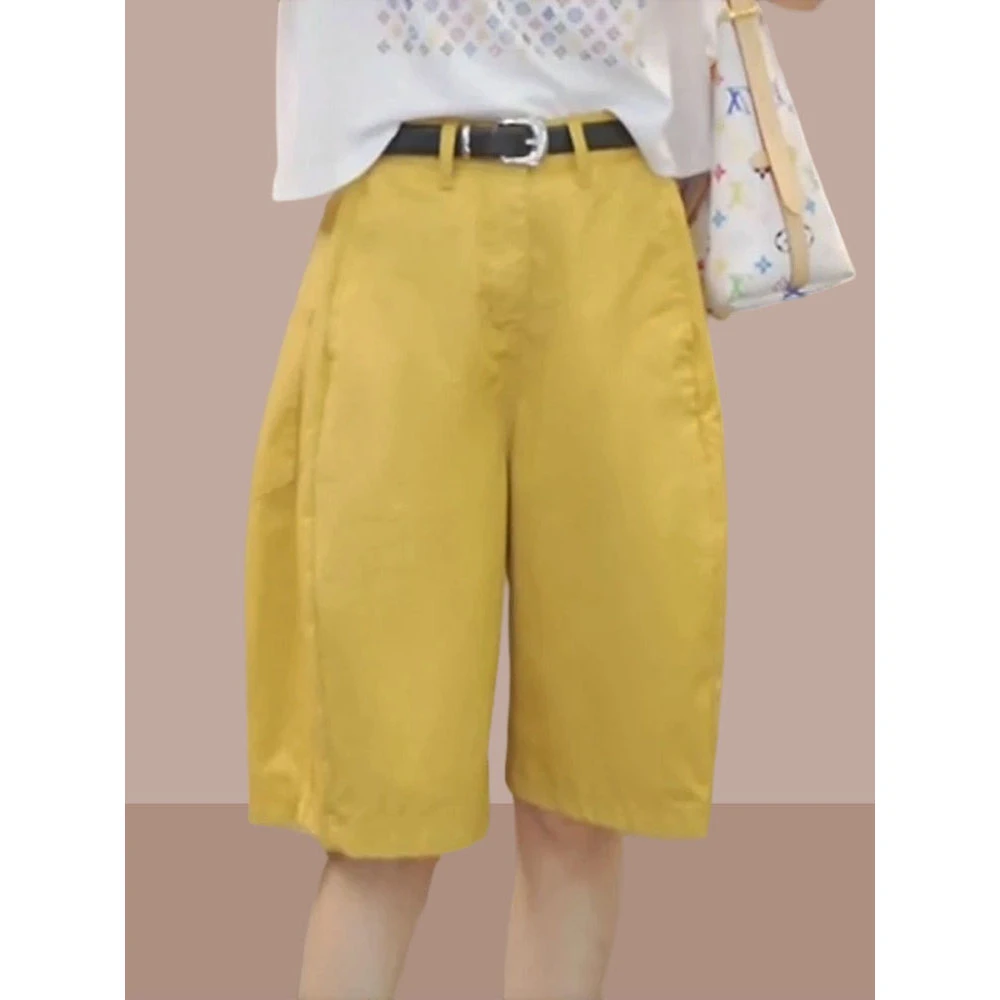 小个子设计感时尚显瘦工装裤女2025夏季新款休闲百搭五分花苞裤子