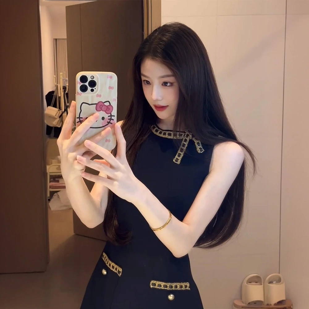 Z11706微胖mm法式千金风无袖连衣裙女春夏高级感小众收腰A字裙