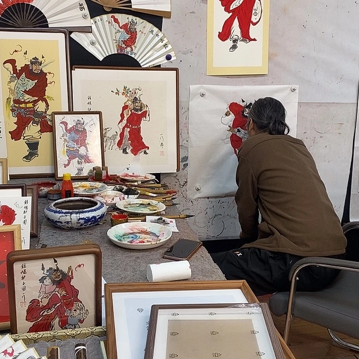 人***恶国画框张老师画画