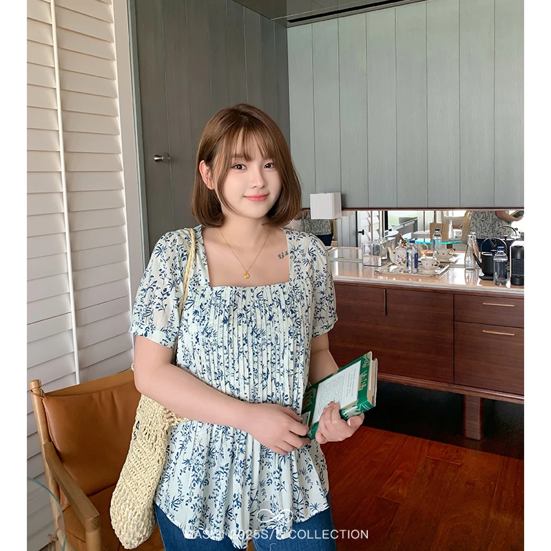 【宠粉回馈】马西西大码女装方领小衫夏微胖mm宽松显瘦减龄短袖上衣