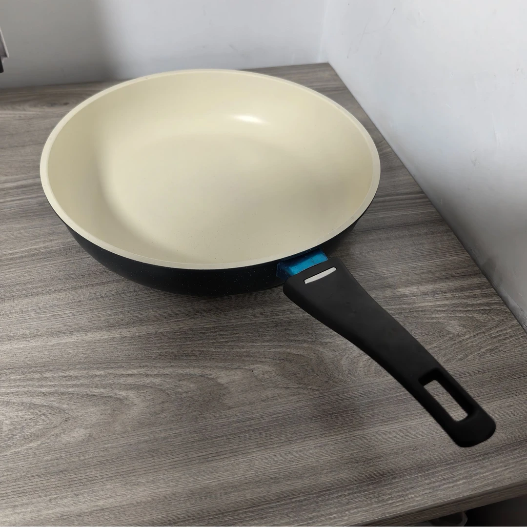 30cm小卡磨标绿色煎锅黑手柄无盖加厚不粘不挑灶微瑕料理锅