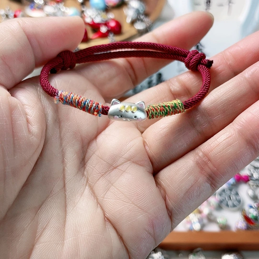 珐琅吊坠足银法棍猫