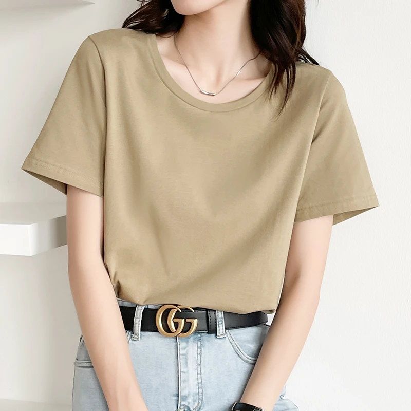 杜拉妮夏季短袖t恤女士圆领半袖体恤短款显瘦别致上衣服2025新款