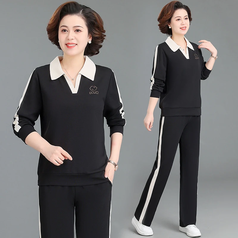 妈妈春装外套2025新款中老年运动套装女春秋中年上衣服两件套宽松