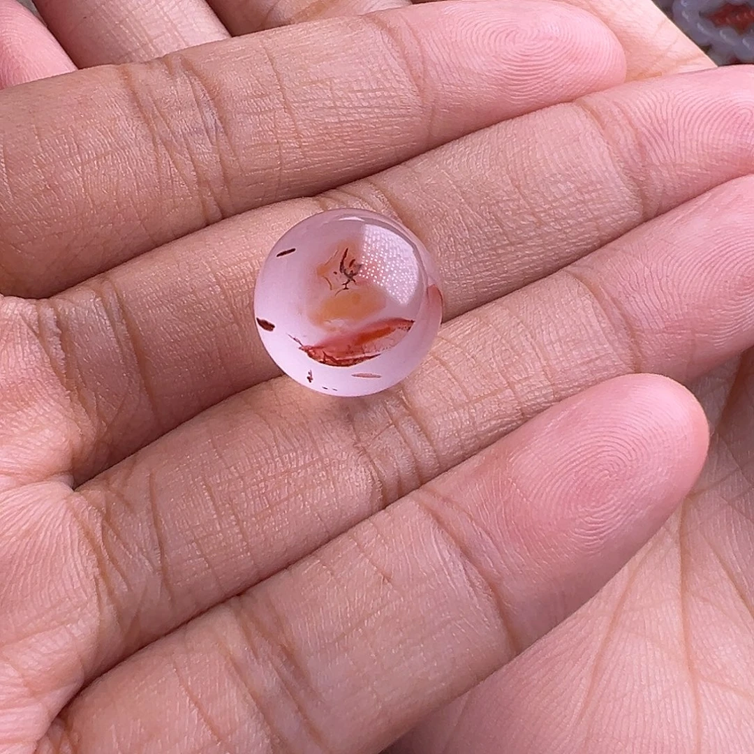 南红玛瑙未镶嵌珠宝奇石冰飘圆珠13.6M M