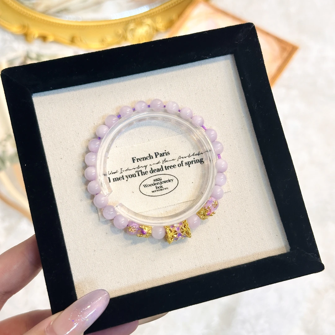 足金999「招财貔貅」设计款温柔清新6mm紫锂 辉定制手串3D0425D04