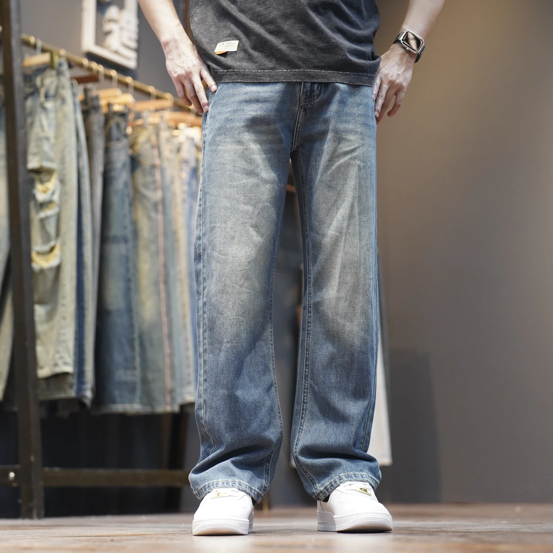 直筒宽松复古洗水百搭休闲潮流直筒牛仔裤8871