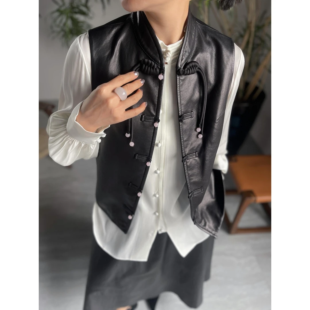 TOFOD 新中式开衫黑色百搭马甲DY875