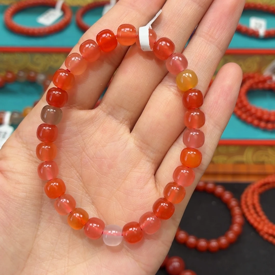 南红玛瑙未镶嵌手串保山原矿南红杨柳多宝老型卡7