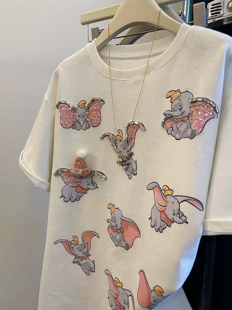 08-099短袖春季新款图案重工刺绣宽松休闲上衣