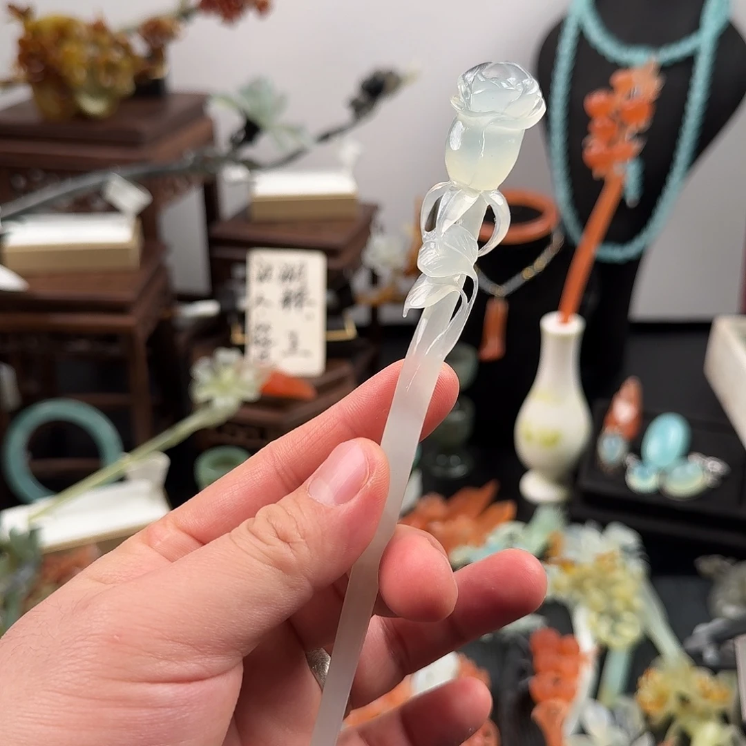 蛇纹石玉未镶嵌发饰