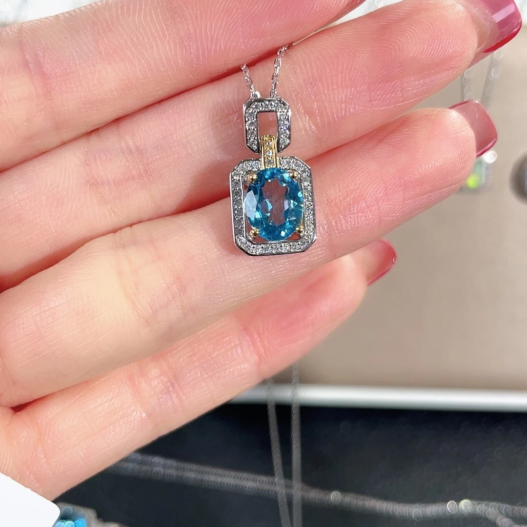 银S925镶嵌托帕石颈饰