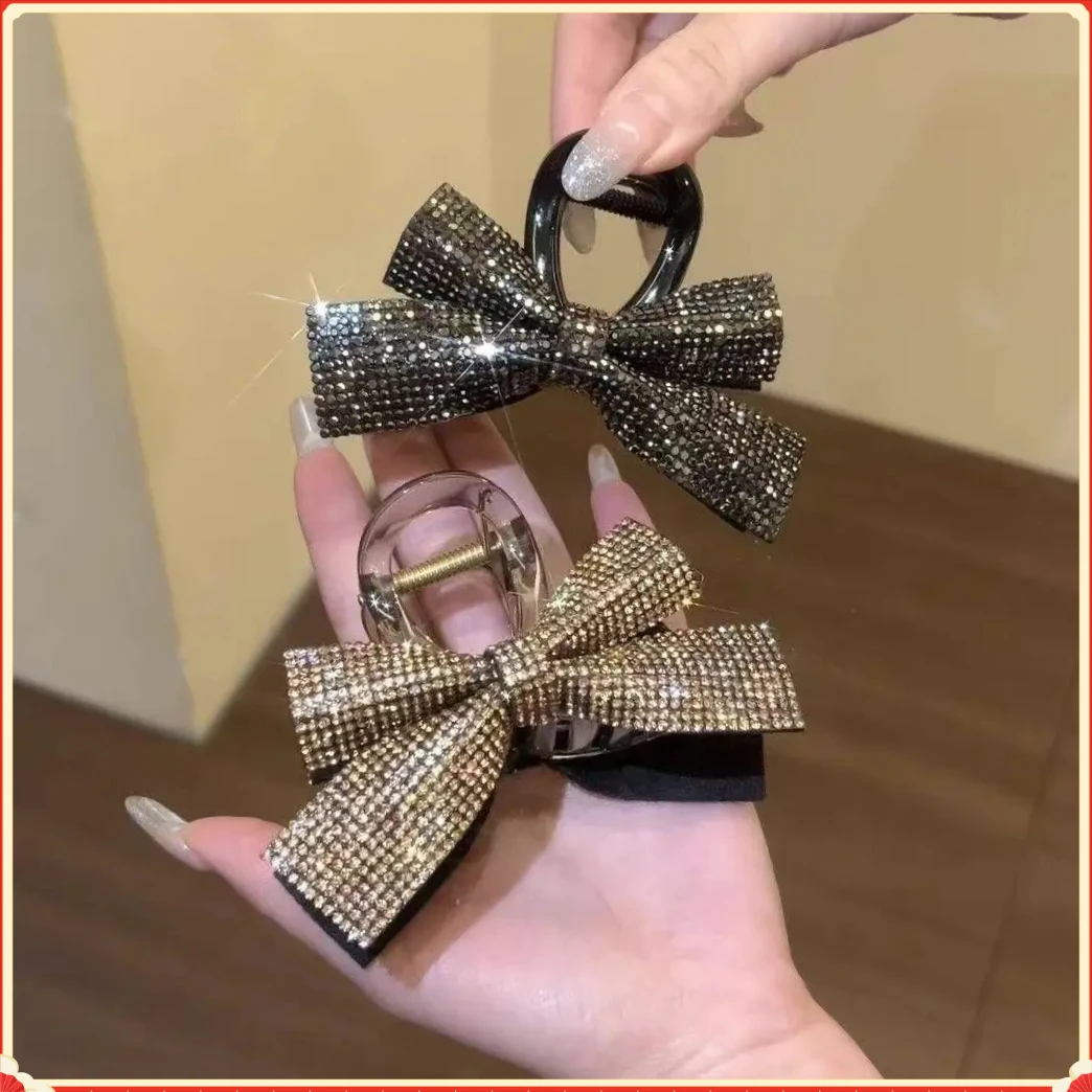 2025新款蝴蝶结闪闪水钻HXSP抓夹高级感百搭鲨鱼夹马尾夹子【陆月】