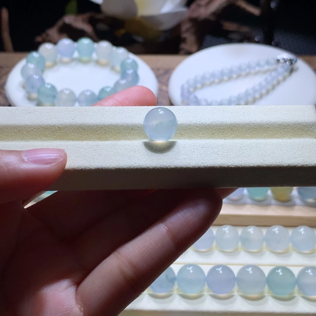 散珠翡翠白月光飘花10.8mm