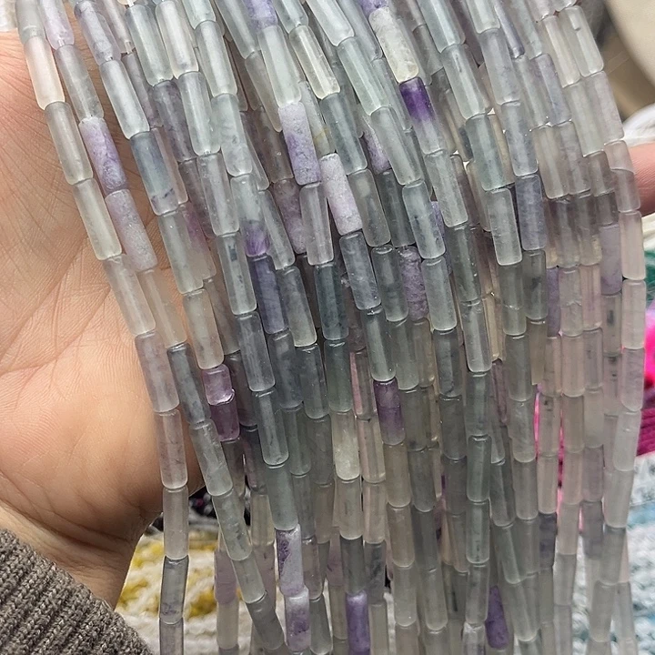 玛瑙/玉髓未镶嵌珠宝半成品一条4/13mm萤石管珠