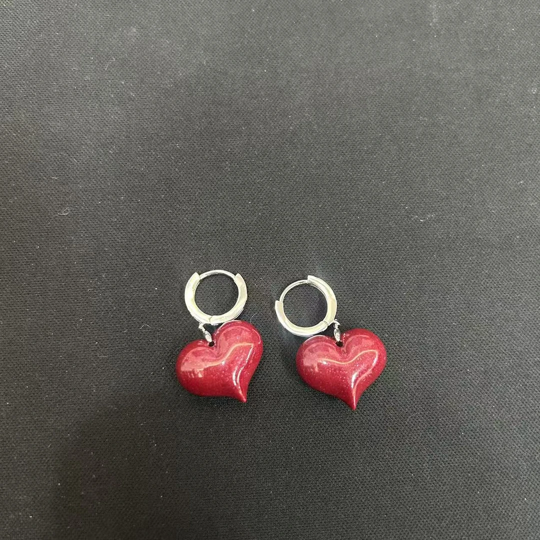 含辰砂工艺品925朱砂爱心耳包（多样性发一件）