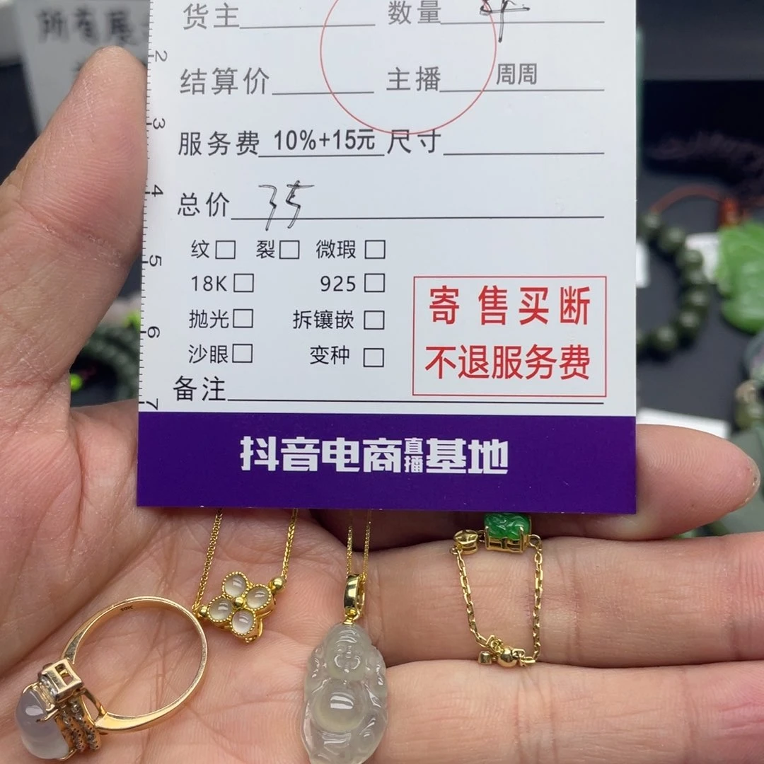 翡翠颈饰18K金镶嵌追****团翡翠