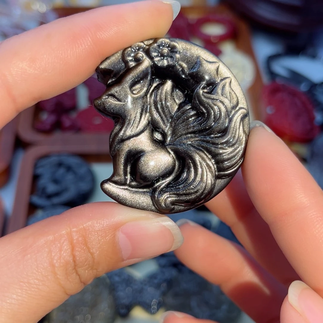 水晶颈饰未镶嵌银耀月亮狐50